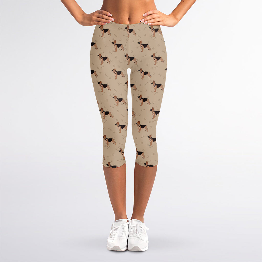 German Shepherd Dog Pattern Print Women's Capri Leggings