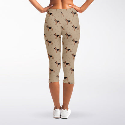 German Shepherd Dog Pattern Print Women's Capri Leggings