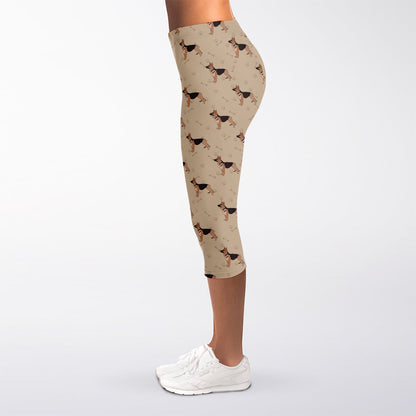German Shepherd Dog Pattern Print Women's Capri Leggings