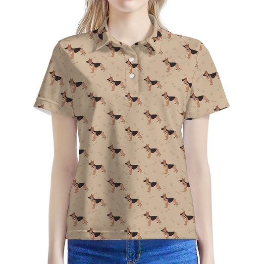 German Shepherd Dog Pattern Print Women's Polo Shirt