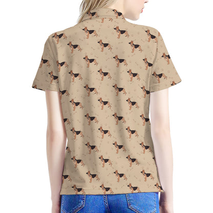 German Shepherd Dog Pattern Print Women's Polo Shirt