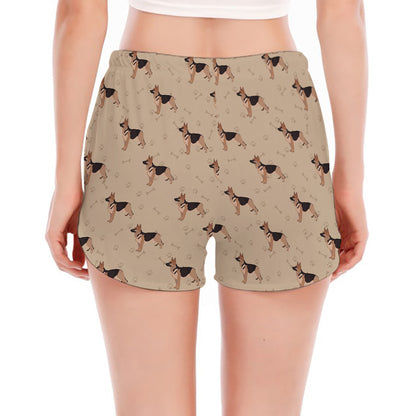 German Shepherd Dog Pattern Print Women's Split Running Shorts