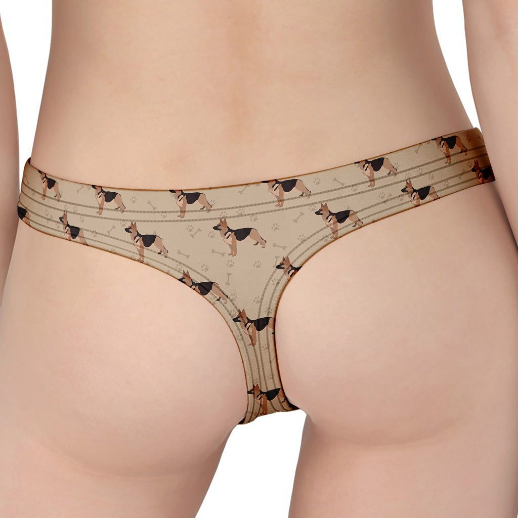 German Shepherd Dog Pattern Print Women's Thong