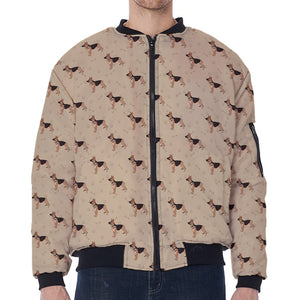 German Shepherd Dog Pattern Print Zip Sleeve Bomber Jacket