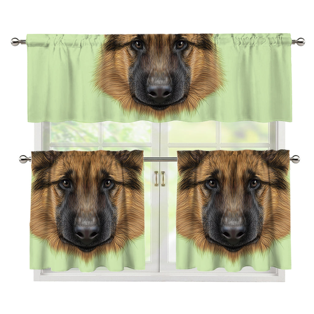 German Shepherd Dog Portrait Print 3 Piece Kitchen Curtains