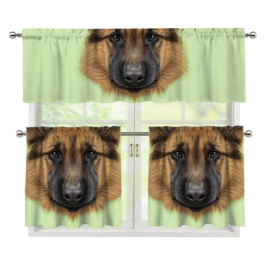 German Shepherd Dog Portrait Print 3 Piece Kitchen Curtains