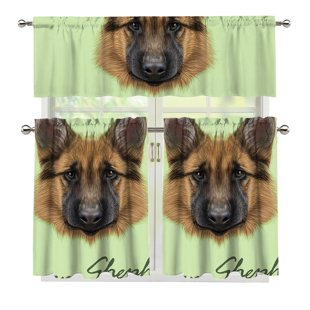 German Shepherd Dog Portrait Print 3 Piece Kitchen Curtains