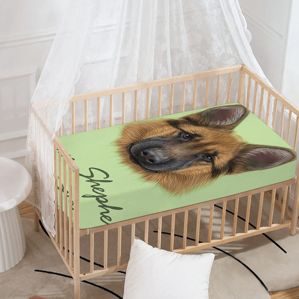 German Shepherd Dog Portrait Print Baby Crib Sheet