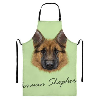 German Shepherd Dog Portrait Print Bib Apron With Pocket