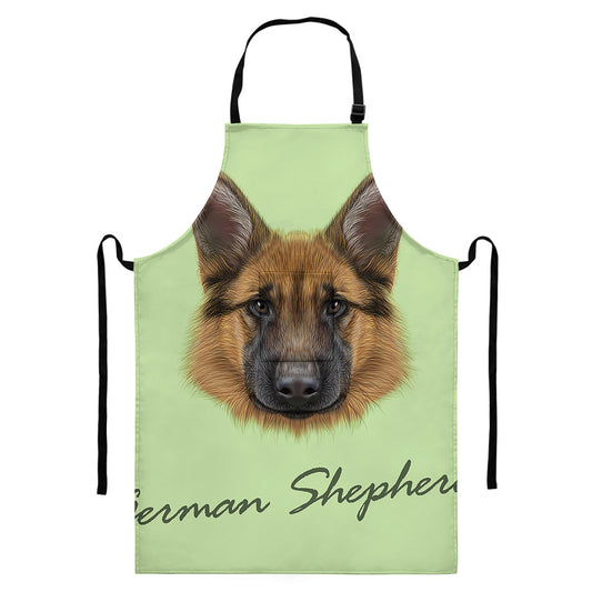 German Shepherd Dog Portrait Print Bib Apron With Pocket
