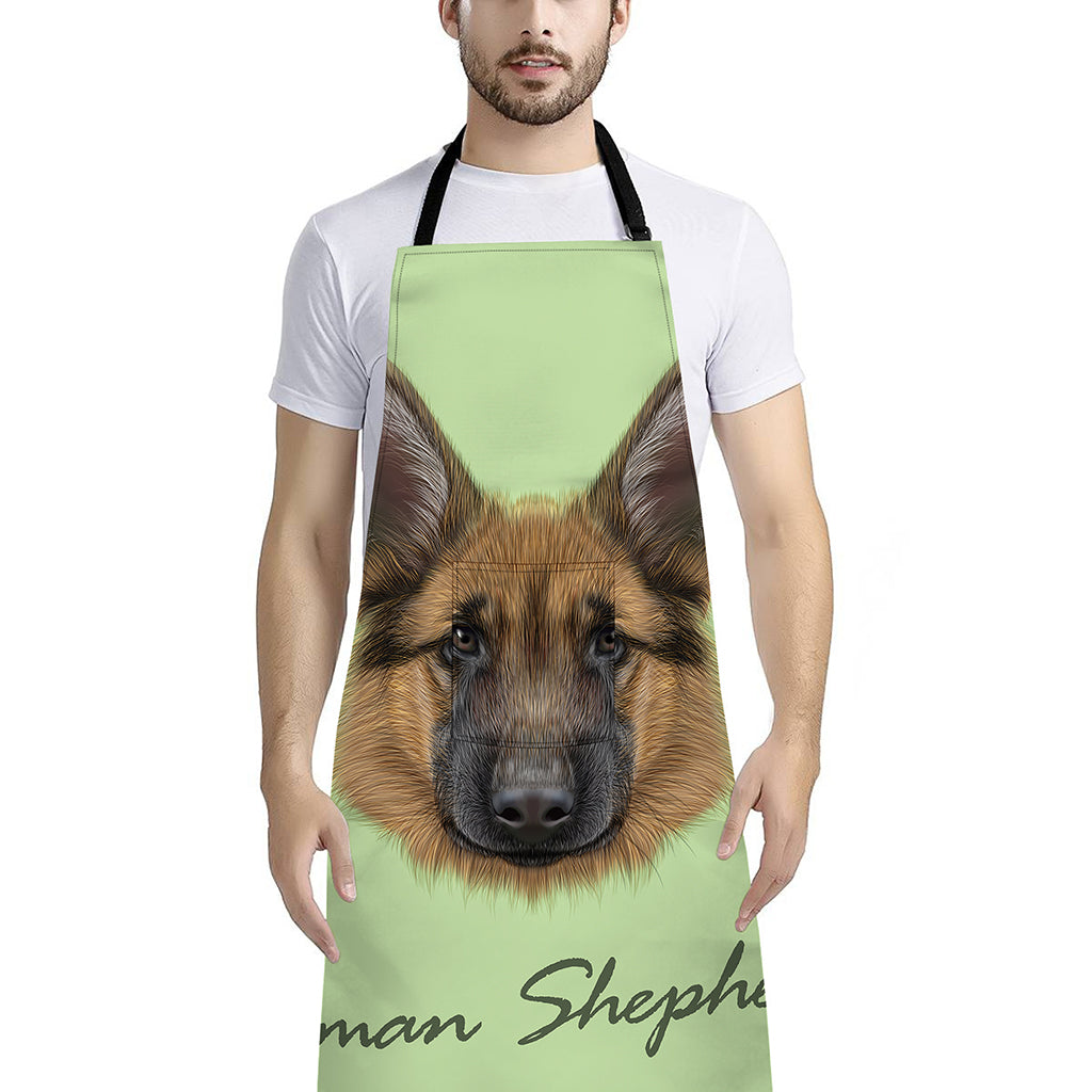 German Shepherd Dog Portrait Print Bib Apron With Pocket