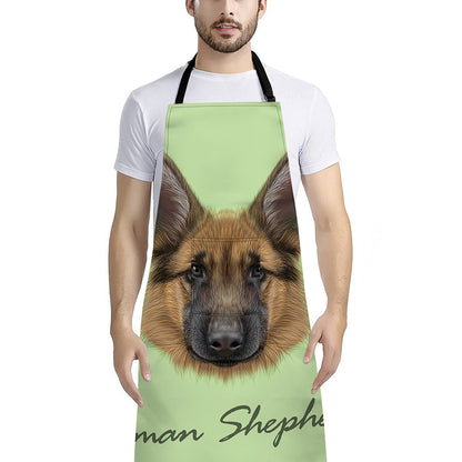 German Shepherd Dog Portrait Print Bib Apron With Pocket