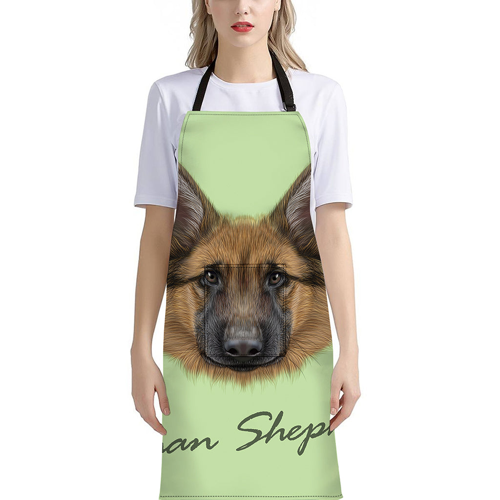 German Shepherd Dog Portrait Print Bib Apron With Pocket