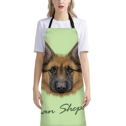 German Shepherd Dog Portrait Print Bib Apron With Pocket