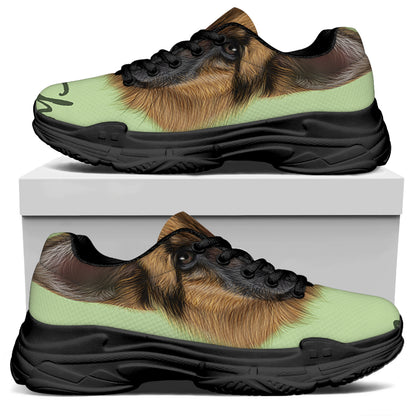 German Shepherd Dog Portrait Print Black Chunky Shoes