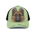 German Shepherd Dog Portrait Print Black Mesh Trucker Hat
