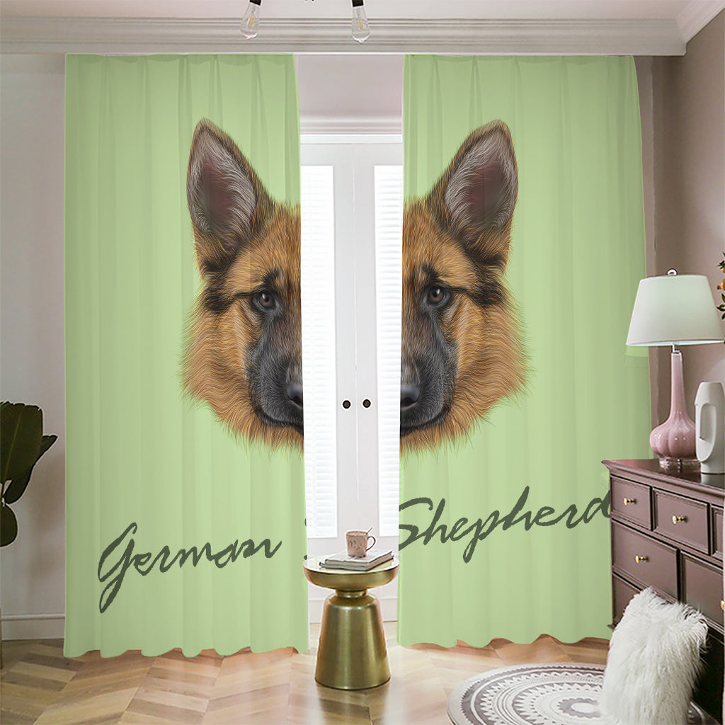 German Shepherd Dog Portrait Print Blackout Pencil Pleat Curtains