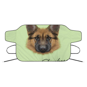 German Shepherd Dog Portrait Print Car Windshield Snow Cover