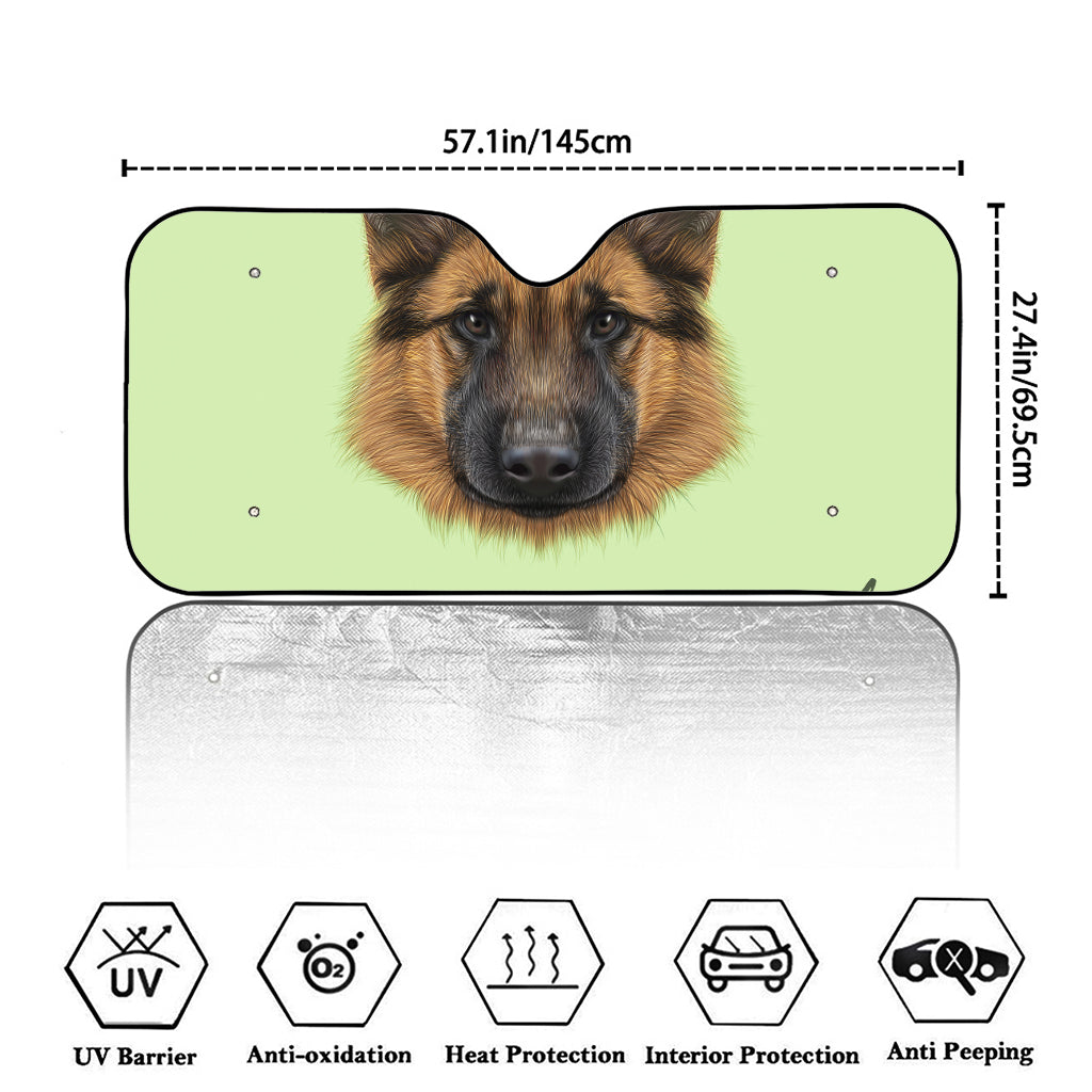 German Shepherd Dog Portrait Print Car Windshield Sun Shade