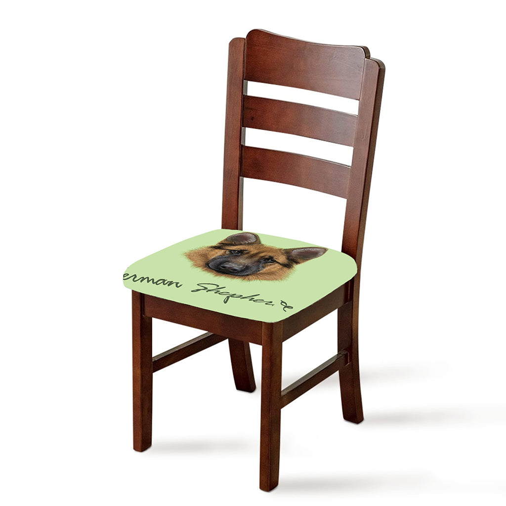 German Shepherd Dog Portrait Print Chair Cushion Cover