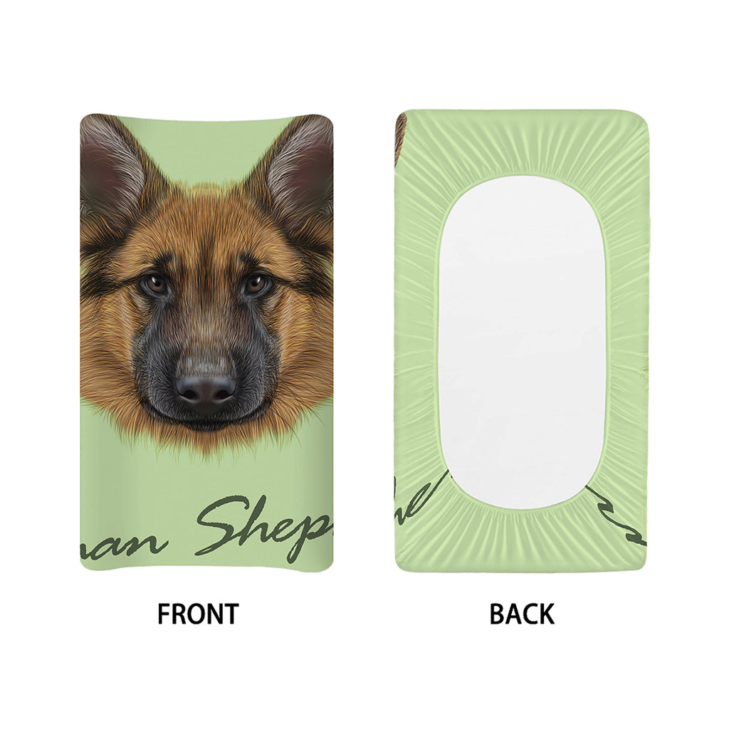 German Shepherd Dog Portrait Print Changing Pad Cover