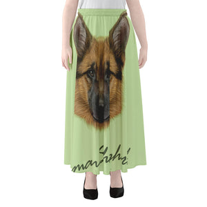 German Shepherd Dog Portrait Print Chiffon Maxi Skirt