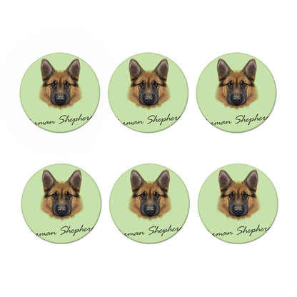 German Shepherd Dog Portrait Print Coaster Set
