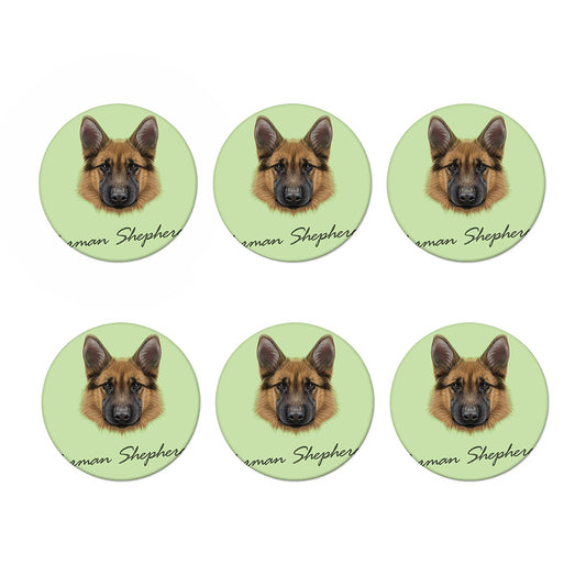 German Shepherd Dog Portrait Print Coaster Set