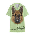German Shepherd Dog Portrait Print Cotton Hawaiian Shirt