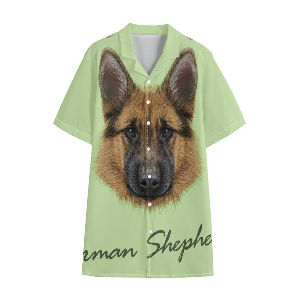 German Shepherd Dog Portrait Print Cotton Hawaiian Shirt