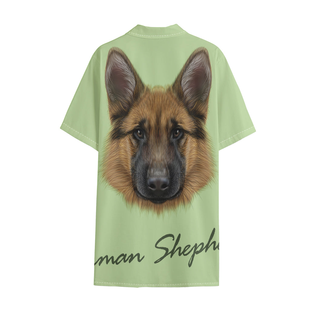 German Shepherd Dog Portrait Print Cotton Hawaiian Shirt