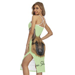 German Shepherd Dog Portrait Print Cross Back Cami Dress