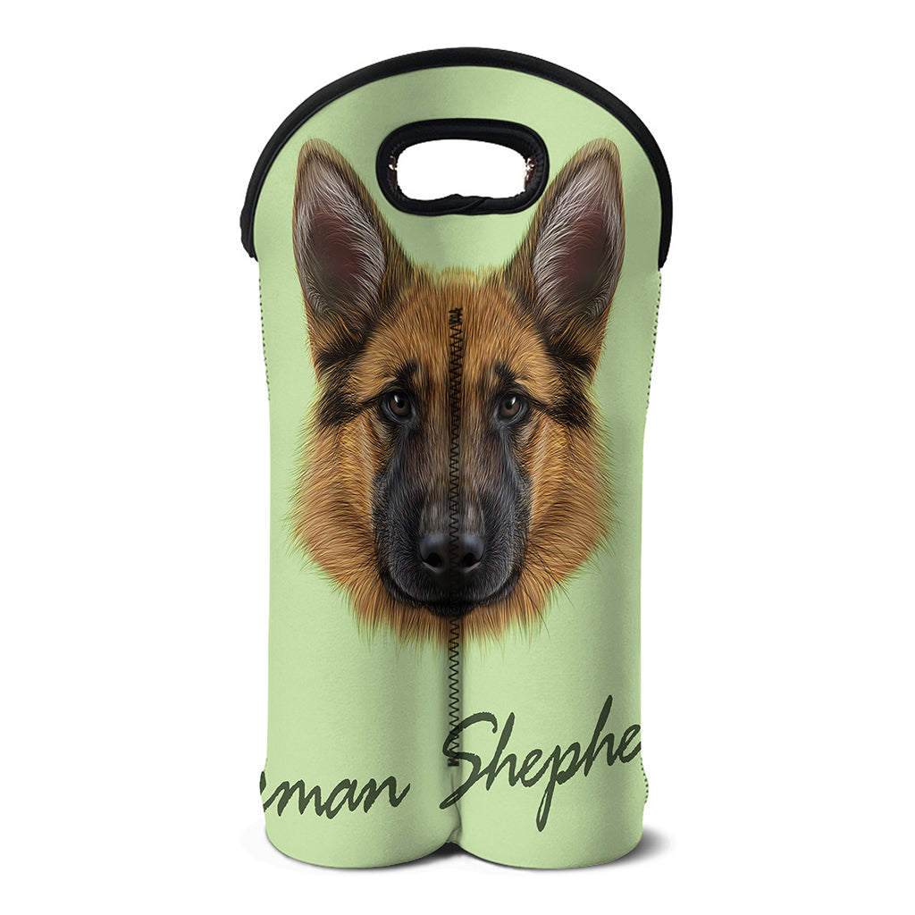 German Shepherd Dog Portrait Print Double Neoprene Wine Tote