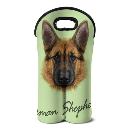 German Shepherd Dog Portrait Print Double Neoprene Wine Tote