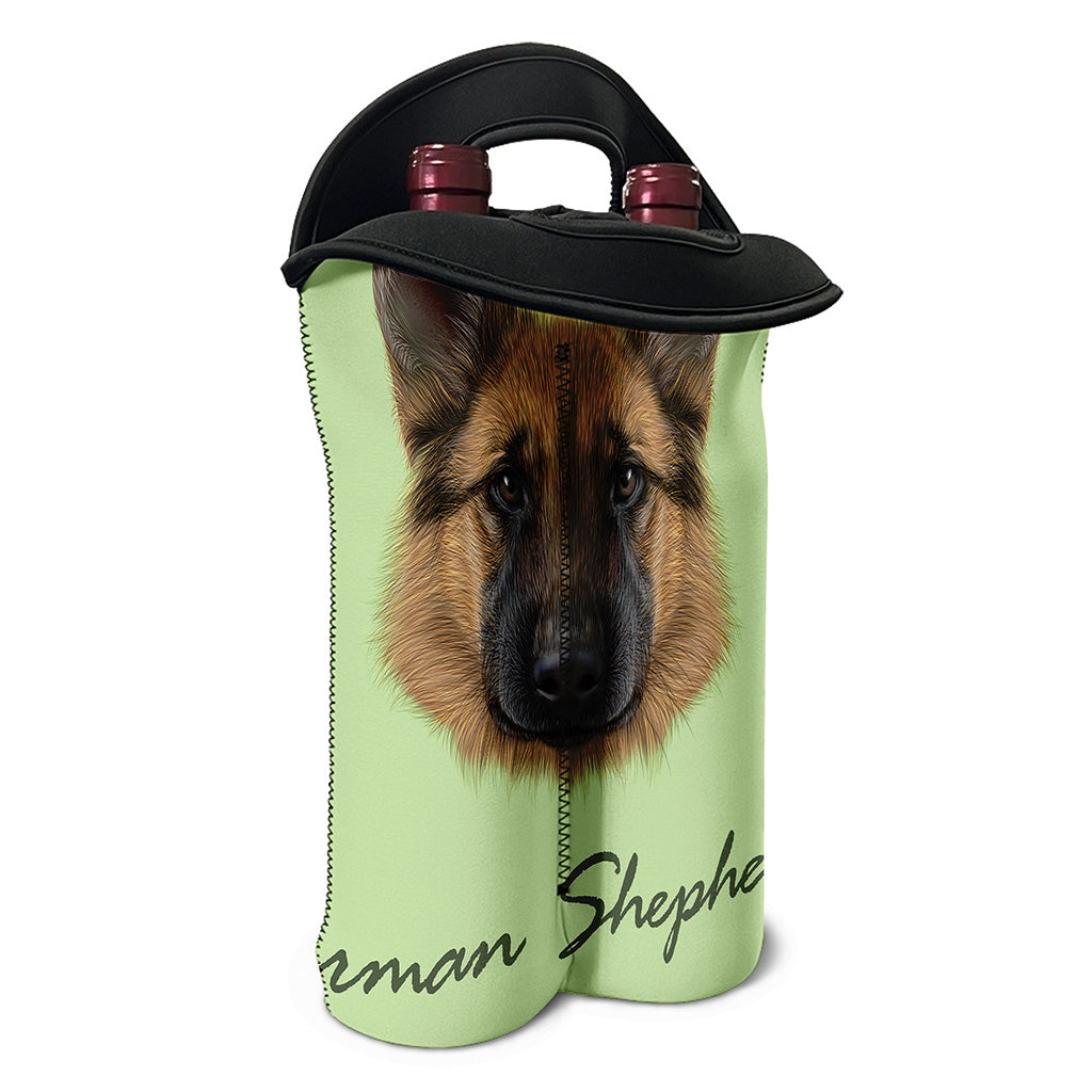 German Shepherd Dog Portrait Print Double Neoprene Wine Tote
