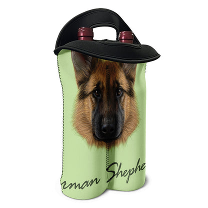 German Shepherd Dog Portrait Print Double Neoprene Wine Tote