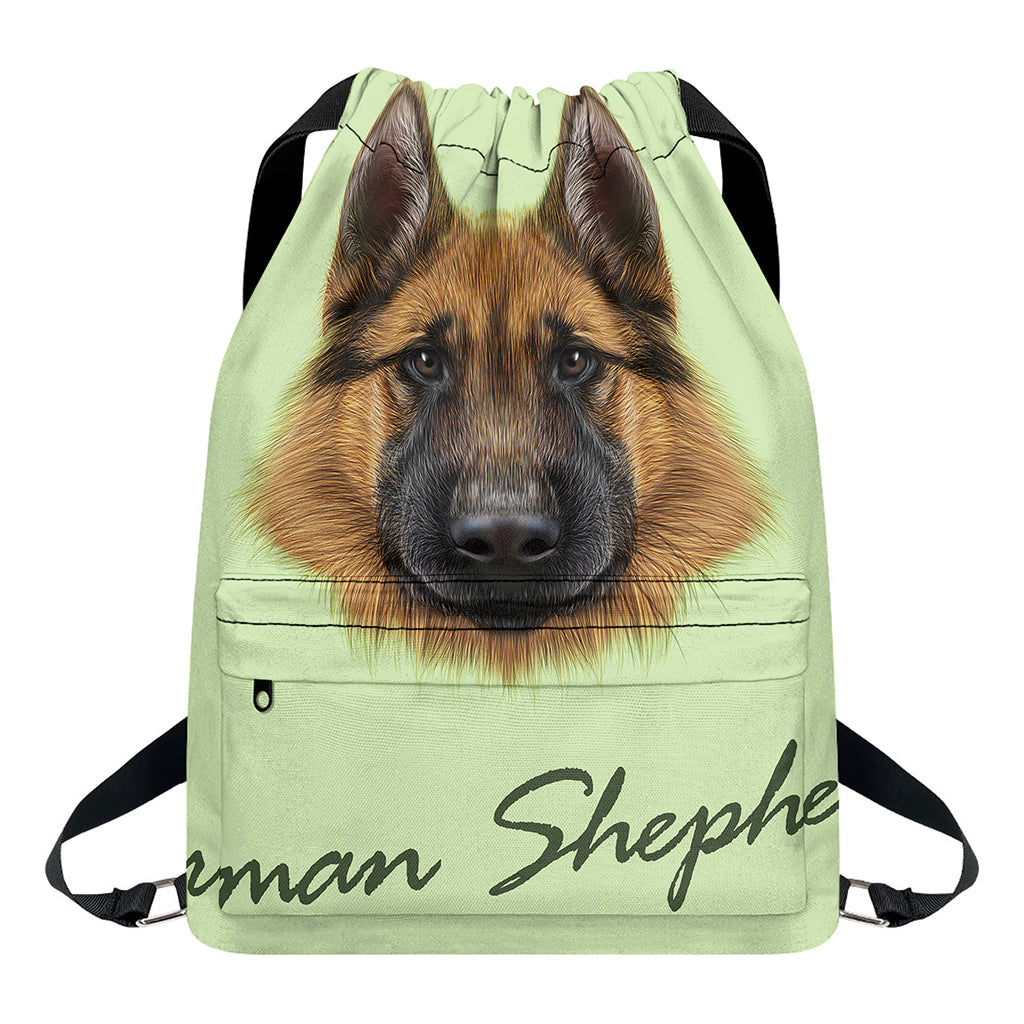 German Shepherd Dog Portrait Print Drawstring Backpack
