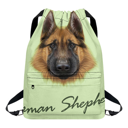 German Shepherd Dog Portrait Print Drawstring Backpack