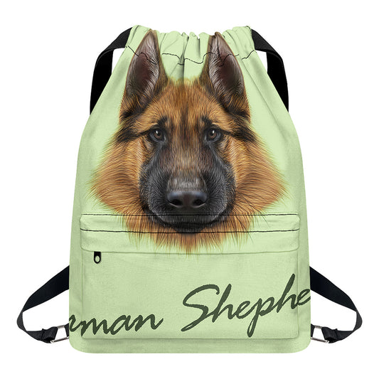 German Shepherd Dog Portrait Print Drawstring Backpack