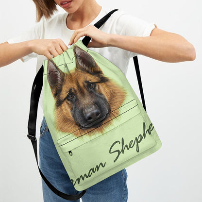 German Shepherd Dog Portrait Print Drawstring Backpack