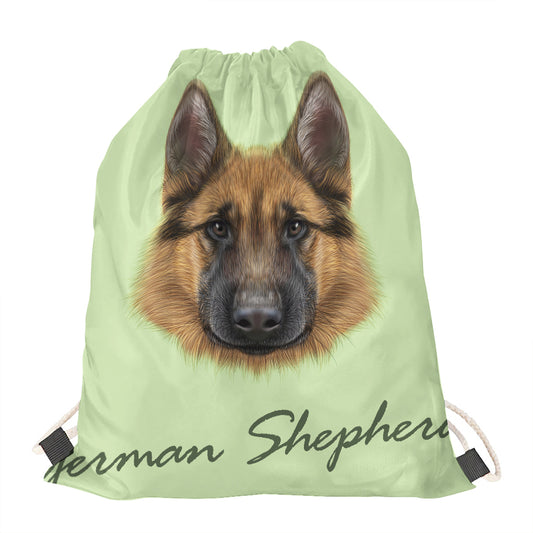 German Shepherd Dog Portrait Print Drawstring Bag