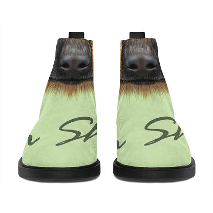 German Shepherd Dog Portrait Print Flat Ankle Boots