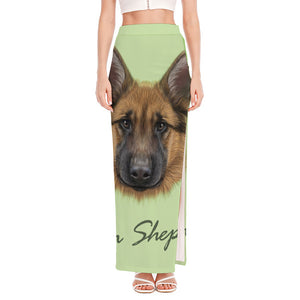 German Shepherd Dog Portrait Print High Slit Maxi Skirt