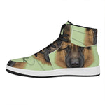 German Shepherd Dog Portrait Print High Top Leather Sneakers