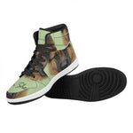 German Shepherd Dog Portrait Print High Top Leather Sneakers