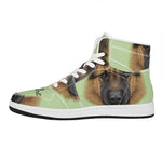 German Shepherd Dog Portrait Print High Top Leather Sneakers