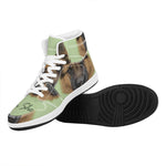 German Shepherd Dog Portrait Print High Top Leather Sneakers