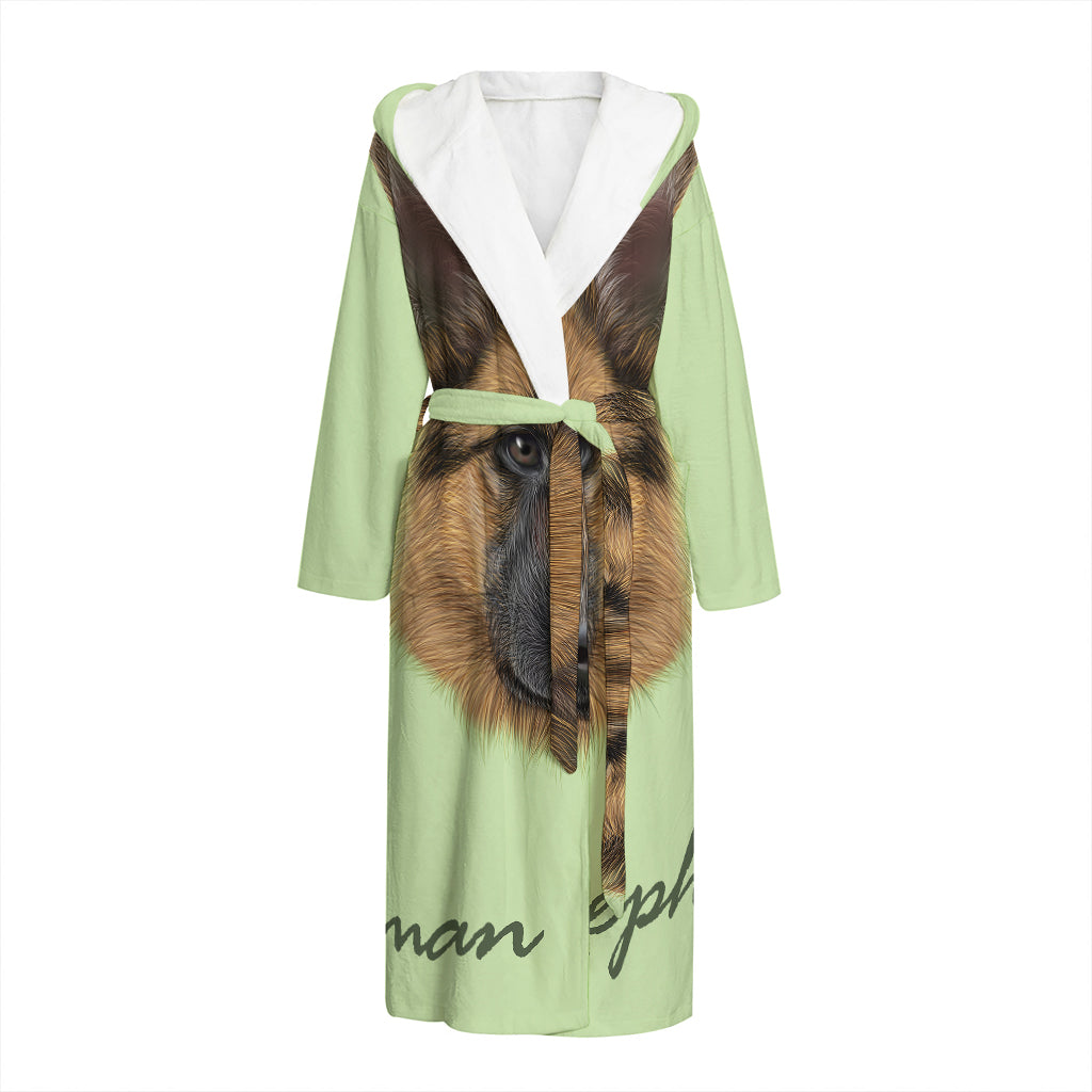 German Shepherd Dog Portrait Print Hooded Bathrobe