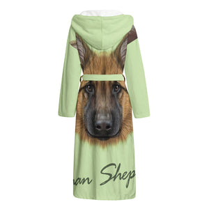 German Shepherd Dog Portrait Print Hooded Bathrobe