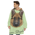 German Shepherd Dog Portrait Print Hoodie Blanket